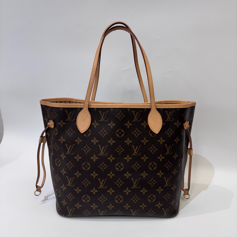 LV Neverfull MM老花手提肩背托特包 晶片款 近全新-0