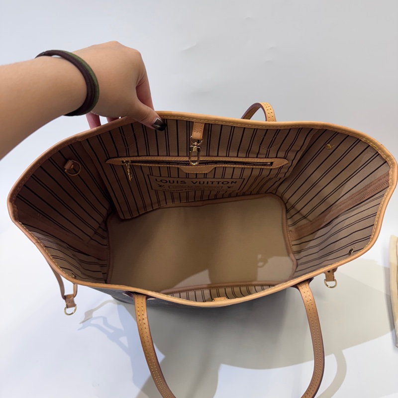 LV Neverfull MM老花手提肩背托特包 晶片款 近全新-7