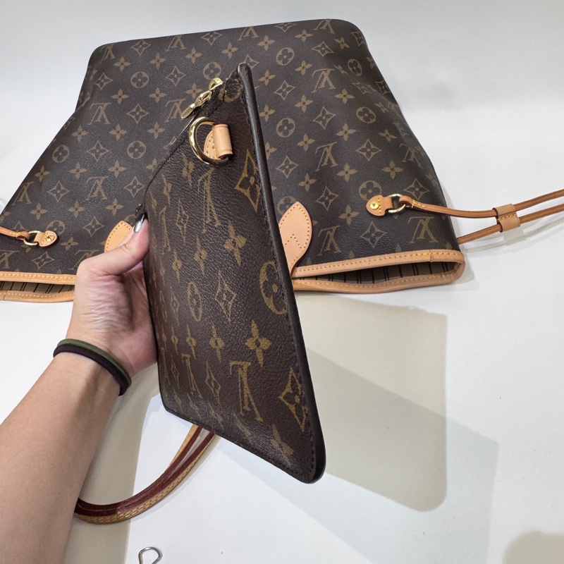 LV Neverfull MM老花手提肩背托特包 晶片款 近全新-14