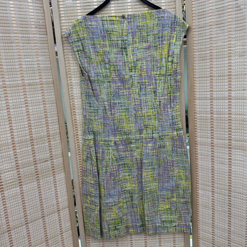 Chanel 香奈兒 粉紅橙色編織四口袋上衣無袖連身裙40碼-1