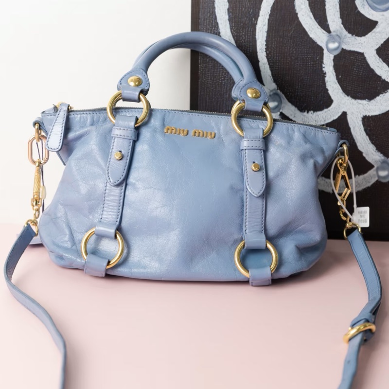 Miu Miu • 全皮寶寶藍手提包-0