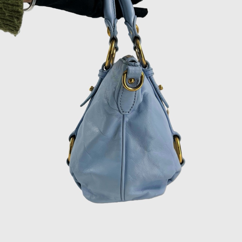 Miu Miu • 全皮寶寶藍手提包-3