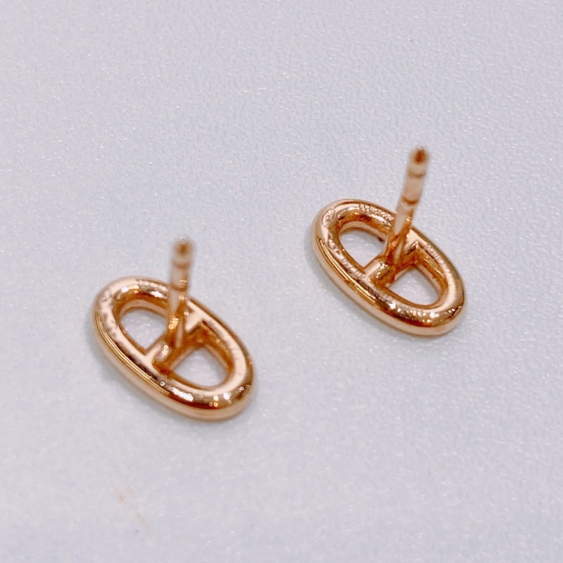 TW4652 HERMES 愛馬仕小號豬鼻系列18K玫瑰金耳環CHAINE D'ANCRE EARRINGS 18K ROSE GOLD-7