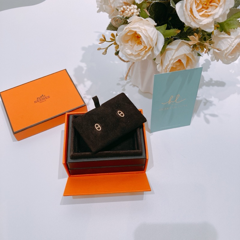 TW4652 HERMES 愛馬仕小號豬鼻系列18K玫瑰金耳環CHAINE D'ANCRE EARRINGS 18K ROSE GOLD-12