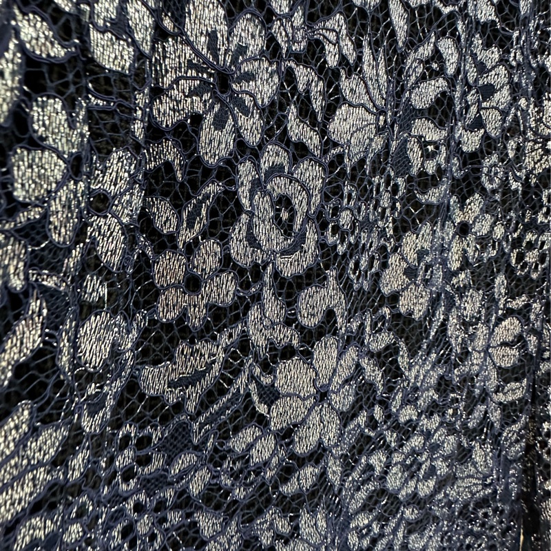 Chanel香奈兒餐廳系列40碼金屬蕾絲山茶花長袖洋裝 40碼-3