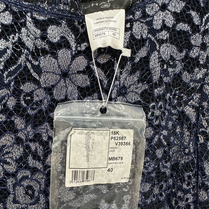 Chanel香奈兒餐廳系列40碼金屬蕾絲山茶花長袖洋裝 40碼-4