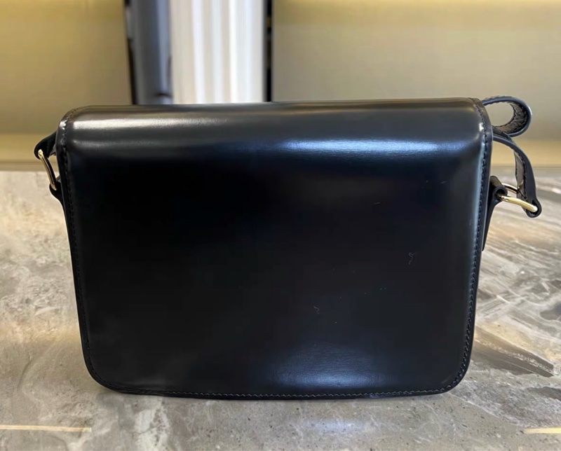 【全新✨ 全網最低價！】Celine 凱旋門 TEEN TRIOMPHE黑金 亮澤牛皮革手袋-1