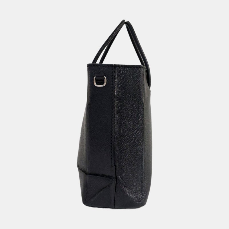 BALENCIAGA 托特包大號黑色牛皮單肩包 銀色五金 可拆卸肩帶-4