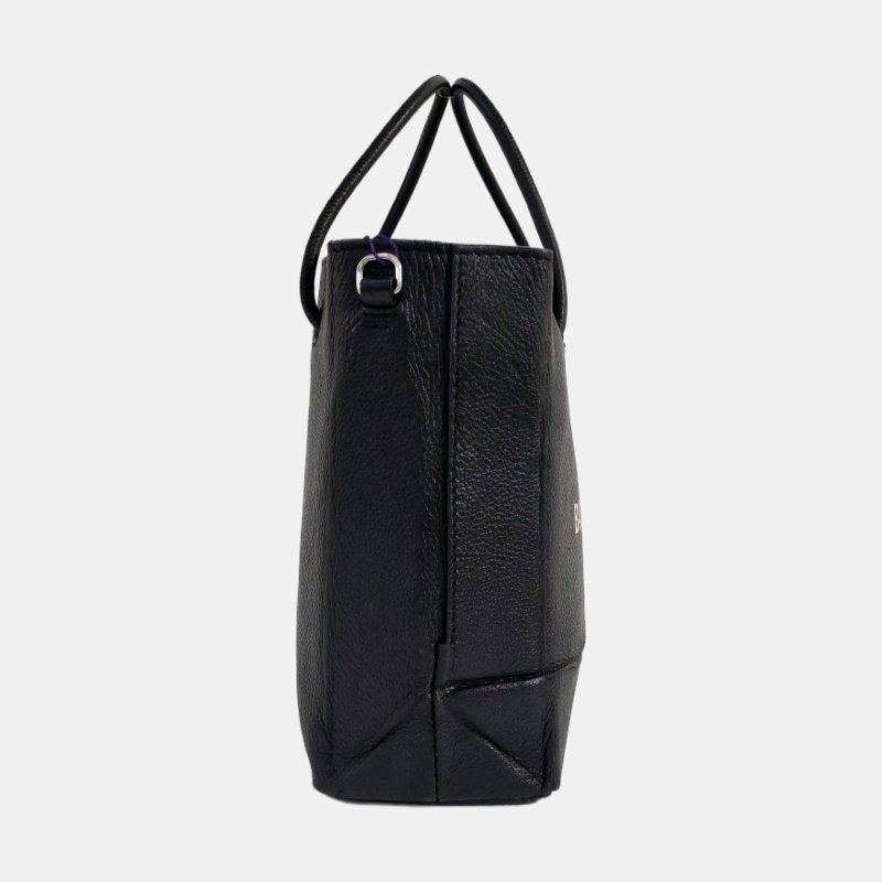 BALENCIAGA 托特包大號黑色牛皮單肩包 銀色五金 可拆卸肩帶-5