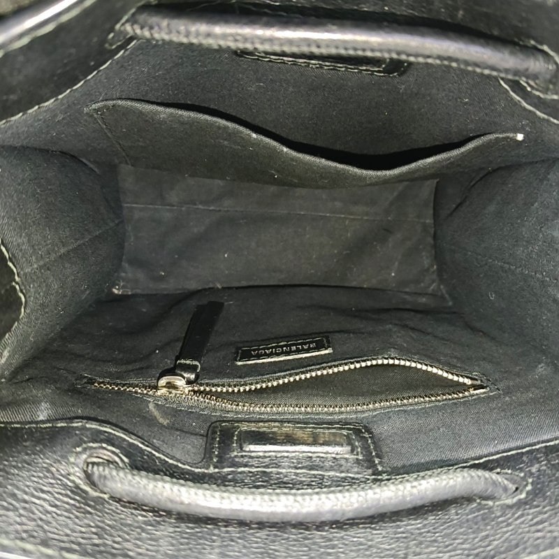 BALENCIAGA 托特包大號黑色牛皮單肩包 銀色五金 可拆卸肩帶-7