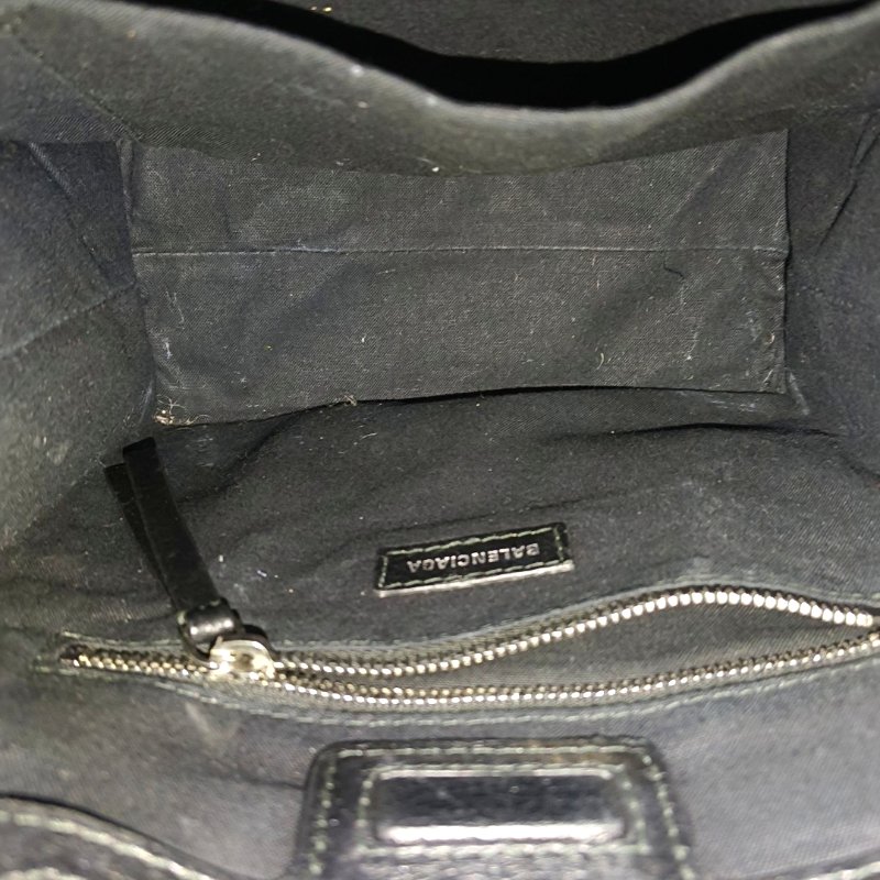 BALENCIAGA 托特包大號黑色牛皮單肩包 銀色五金 可拆卸肩帶-11