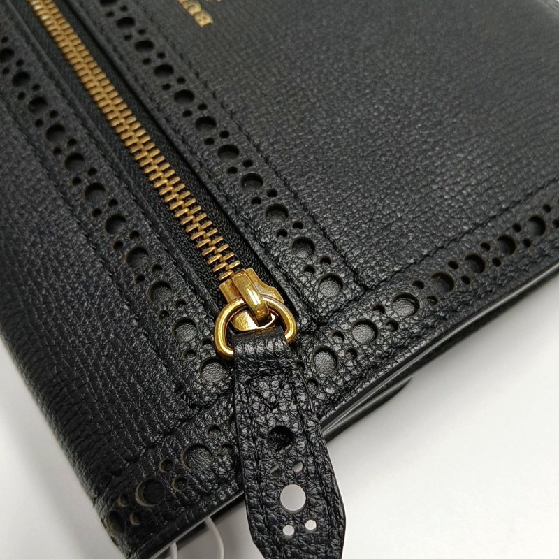 BURBERRY Macken小號黑色牛皮流蘇鏤空單肩包斜挎包手拿包 金色五金 可拆卸肩帶-11