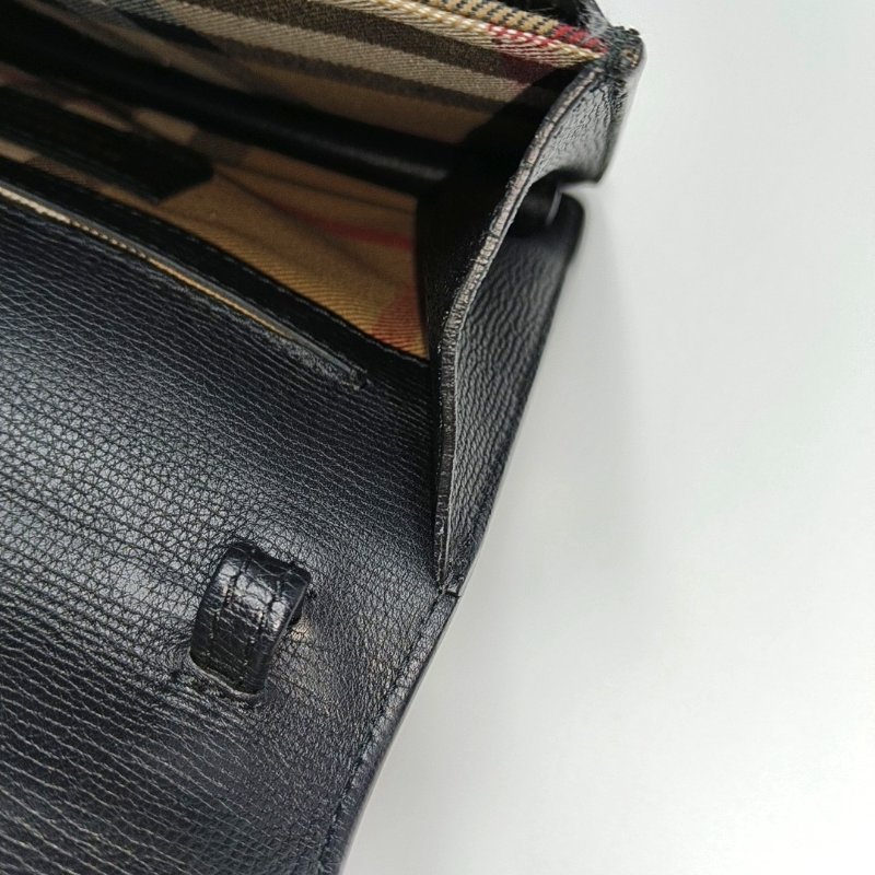 BURBERRY Macken小號黑色牛皮流蘇鏤空單肩包斜挎包手拿包 金色五金 可拆卸肩帶-13