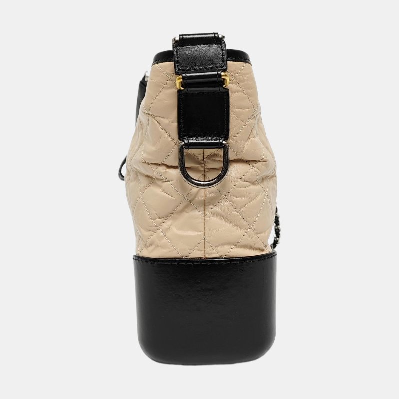 CHANEL GABRIELLE中號裸粉色牛皮菱格紋絎縫流浪包單肩包斜挎包 金色釘色五金 24開 可拆卸肩帶-2