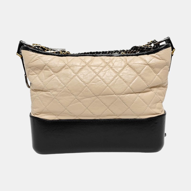 CHANEL GABRIELLE中號裸粉色牛皮菱格紋絎縫流浪包單肩包斜挎包 金色釘色五金 24開 可拆卸肩帶-4