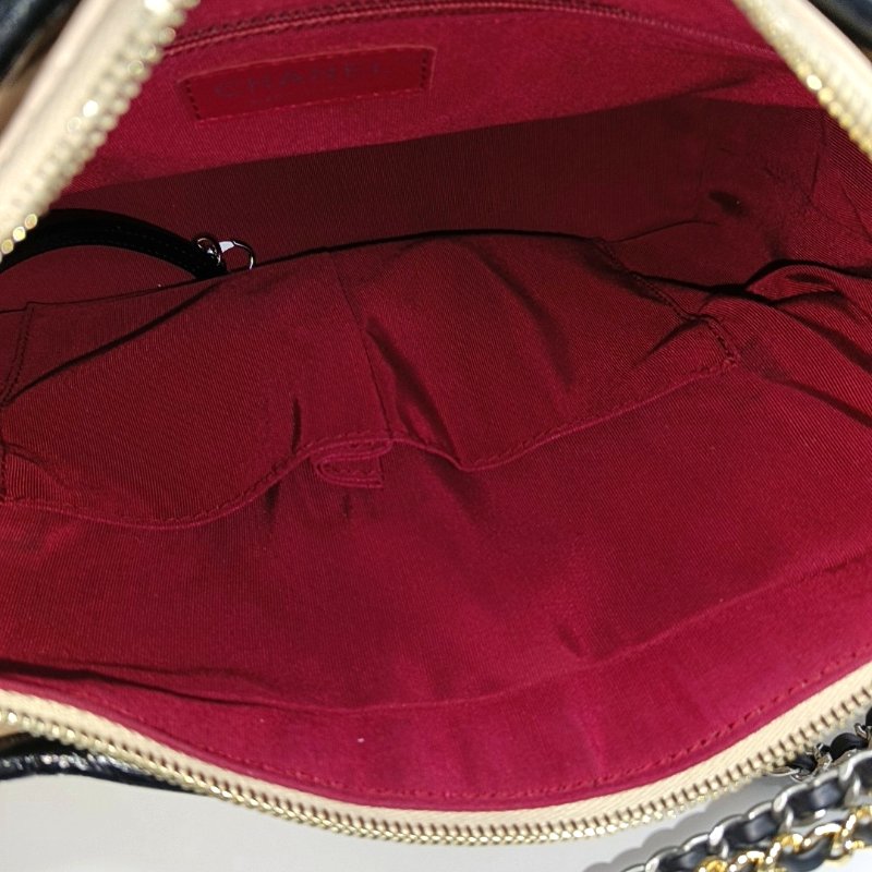 CHANEL GABRIELLE中號裸粉色牛皮菱格紋絎縫流浪包單肩包斜挎包 金色釘色五金 24開 可拆卸肩帶-6