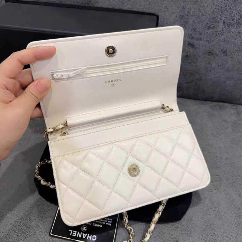 【Chanel檢漏✨ 全網最低價！】Chanel WOC 白色 大logo仙氣飄飄-6