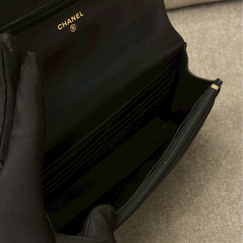 香奈兒黑色羊皮手柄鏈條包-7