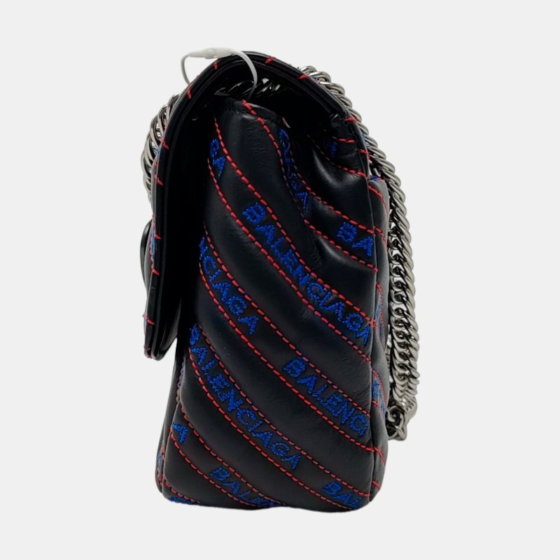 BALENCIAGA BB黑色牛皮壓紋絎縫單肩包手提包斜挎包 9.8新-2