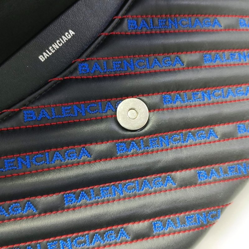 BALENCIAGA BB黑色牛皮壓紋絎縫單肩包手提包斜挎包 9.8新-7
