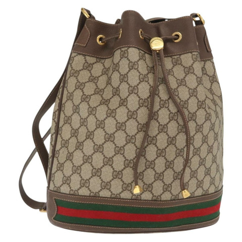 GUCCI GG Supreme Web Sherry Line 手提包 PVC 米色 金色 164 02 085 正品 158997