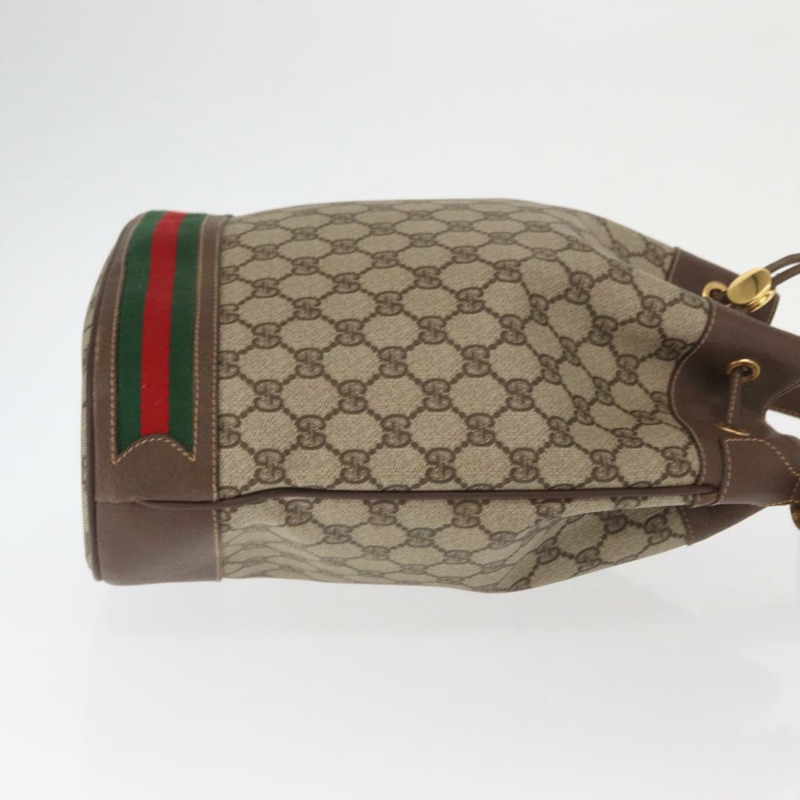【日本直送】GUCCI GG Supreme Web Sherry Line 手提包 PVC 米色 金色 164 02 085 正品 158997-2