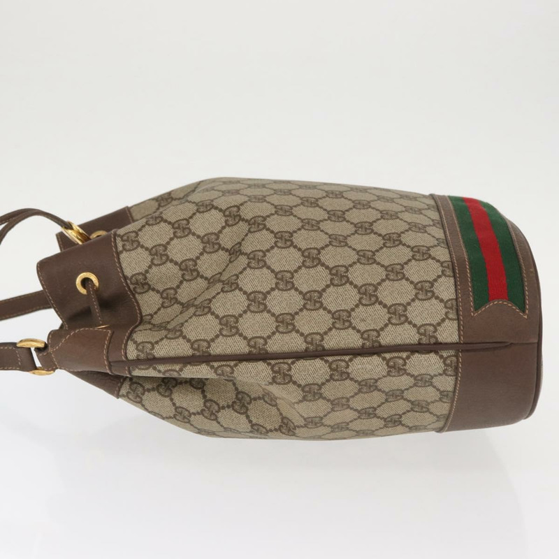 【日本直送】GUCCI GG Supreme Web Sherry Line 手提包 PVC 米色 金色 164 02 085 正品 158997-3
