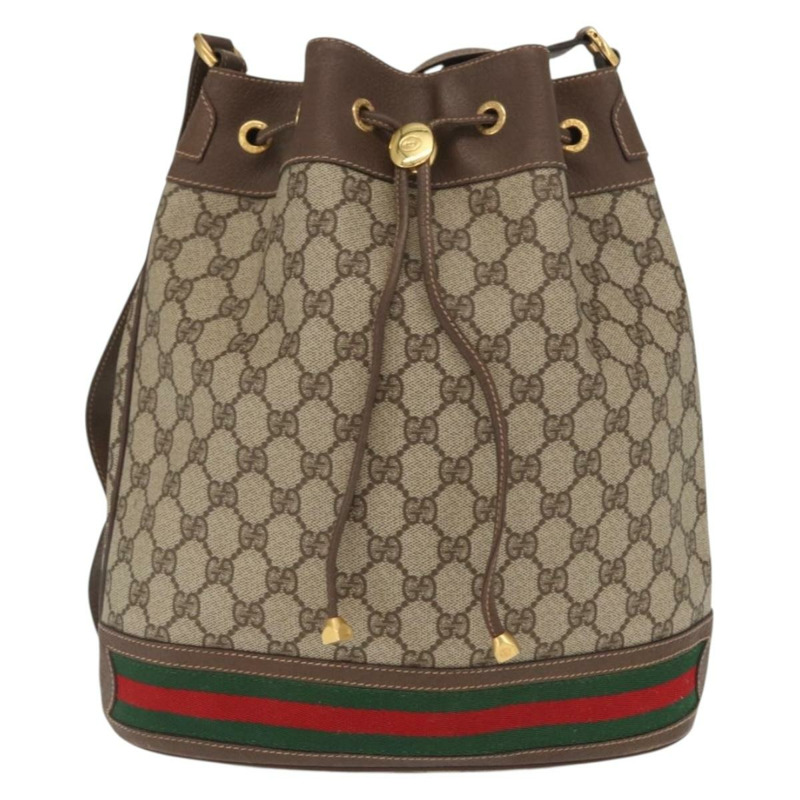 【日本直送】GUCCI GG Supreme Web Sherry Line 手提包 PVC 米色 金色 164 02 085 正品 158997-12