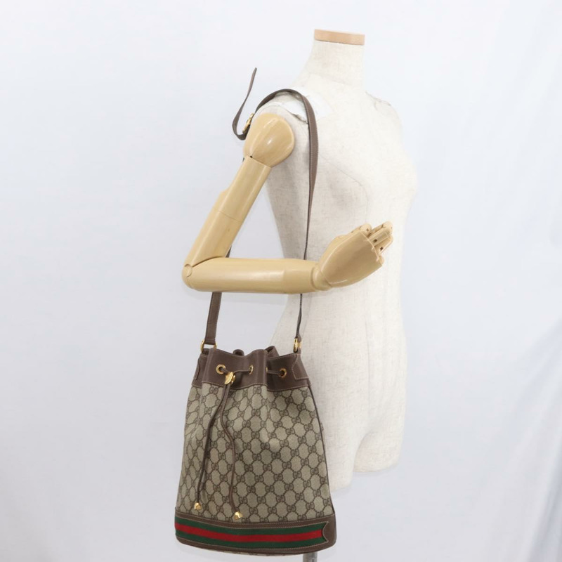 【日本直送】GUCCI GG Supreme Web Sherry Line 手提包 PVC 米色 金色 164 02 085 正品 158997-19