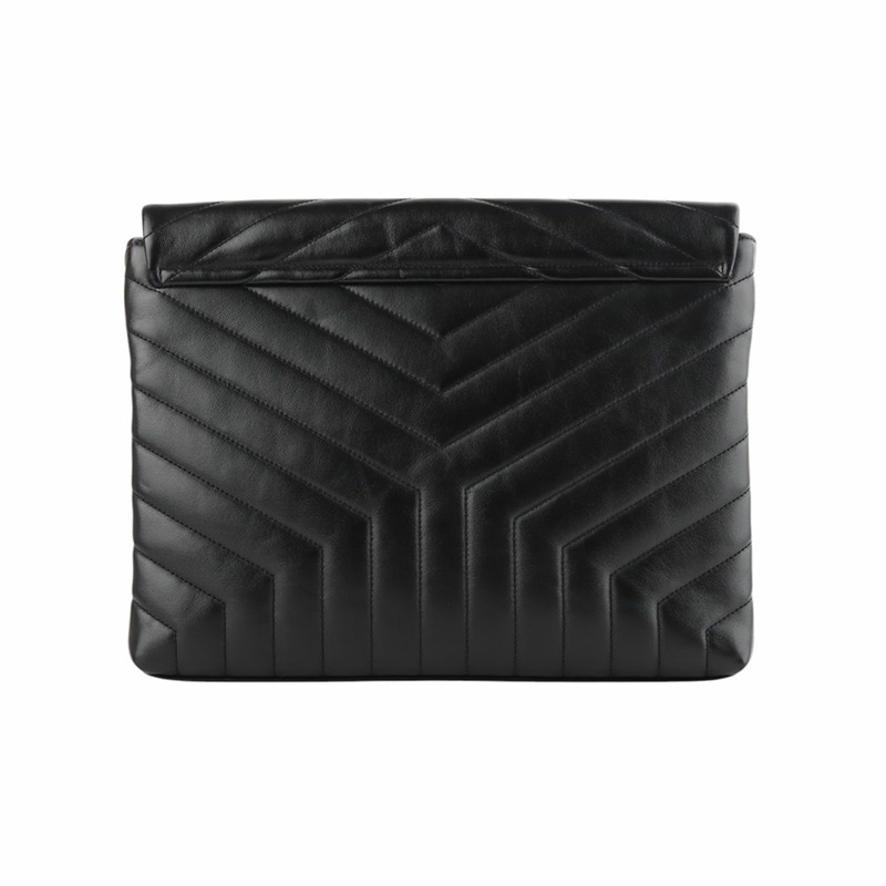 【包稅】SAINT LAURENT Matelassé 翻蓋 Loulou 手拿包 銀色-2