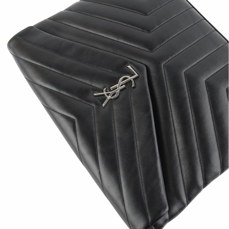 【包稅】SAINT LAURENT Matelassé 翻蓋 Loulou 手拿包 銀色-3