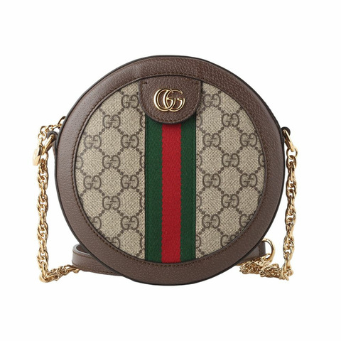 【包稅】GUCCI 550618 GG Supreme Ophidia 迷你 GG 圓形斜背包