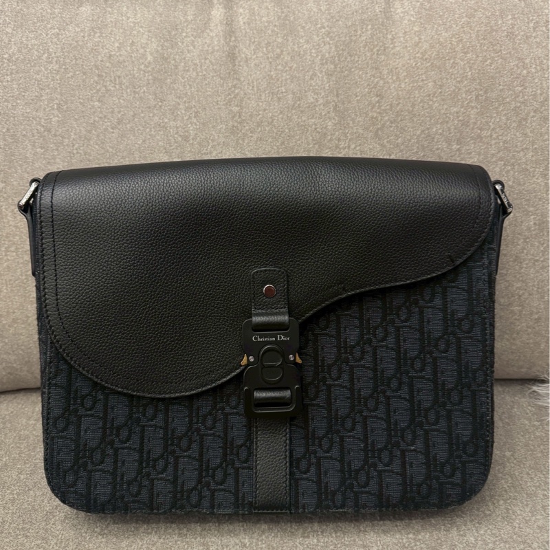 DIOR saddle黑老花郵差包-0