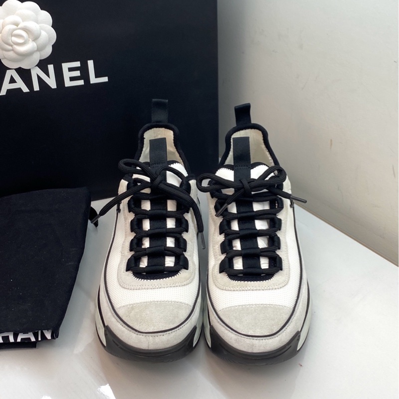 99新閒置 僅試穿 香奈兒 Chanel 黑白熊貓運動鞋37.5碼-0
