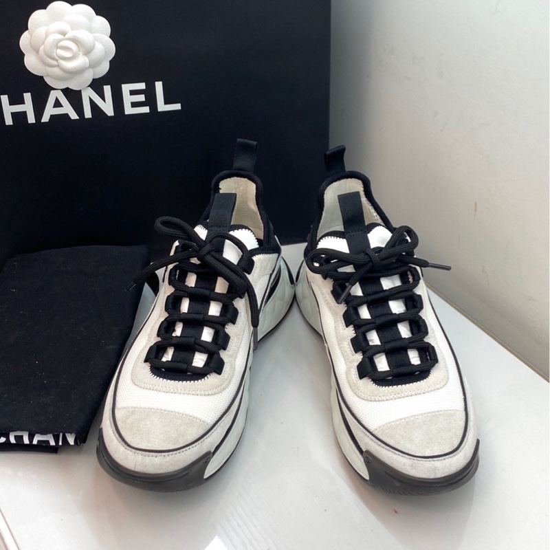 99新閒置 僅試穿 香奈兒 Chanel 黑白熊貓運動鞋37.5碼-1