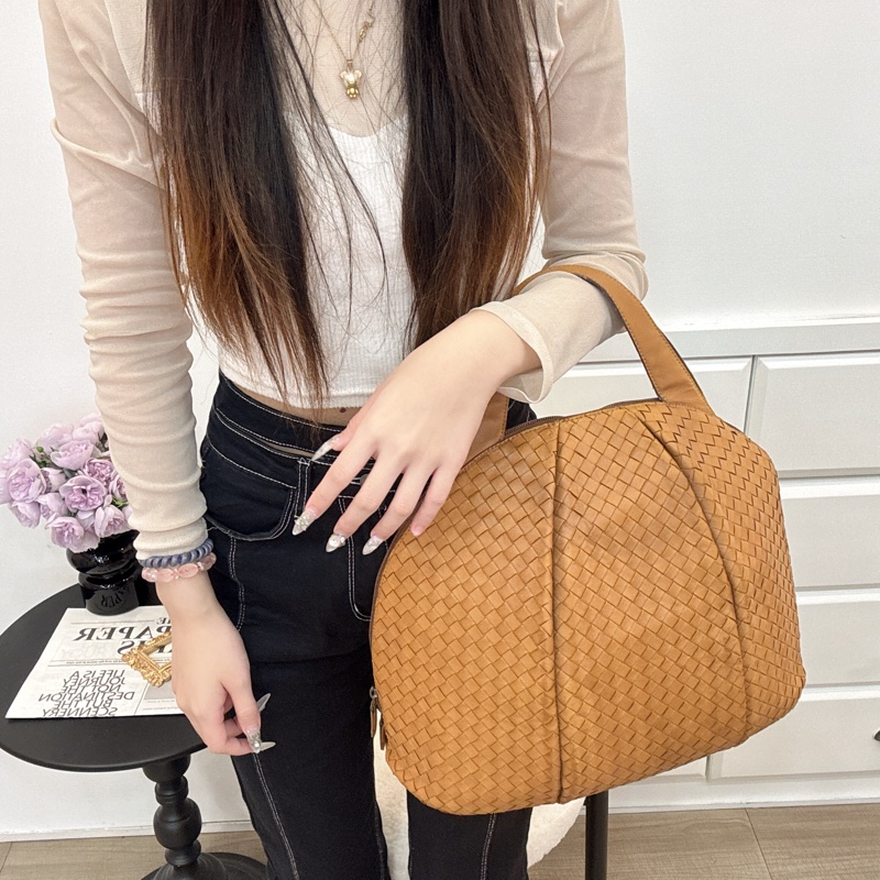 Bottega Veneta 經典棕色 小羊皮 編織包 中古 手提vintage 大容量-5