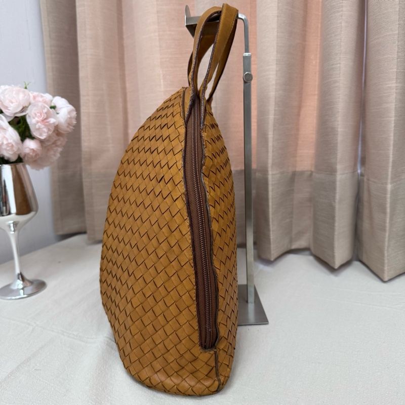 Bottega Veneta 經典棕色 小羊皮 編織包 中古 手提vintage 大容量-10