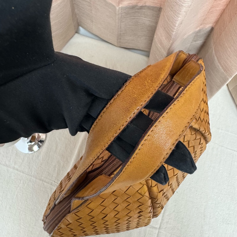 Bottega Veneta 經典棕色 小羊皮 編織包 中古 手提vintage 大容量-18