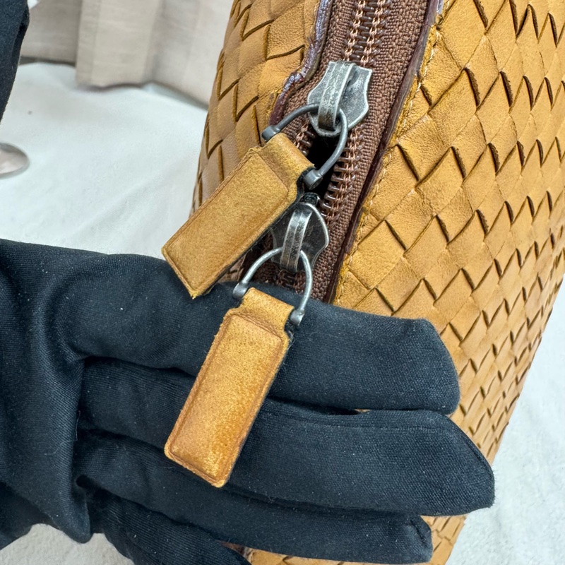 Bottega Veneta 經典棕色 小羊皮 編織包 中古 手提vintage 大容量-19