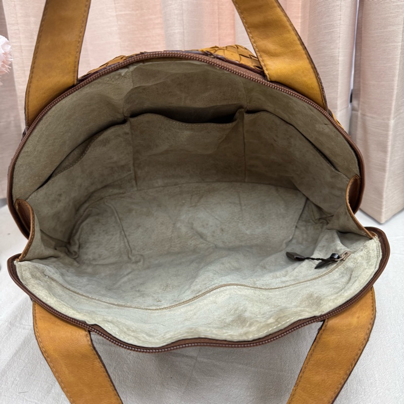Bottega Veneta 經典棕色 小羊皮 編織包 中古 手提vintage 大容量-20