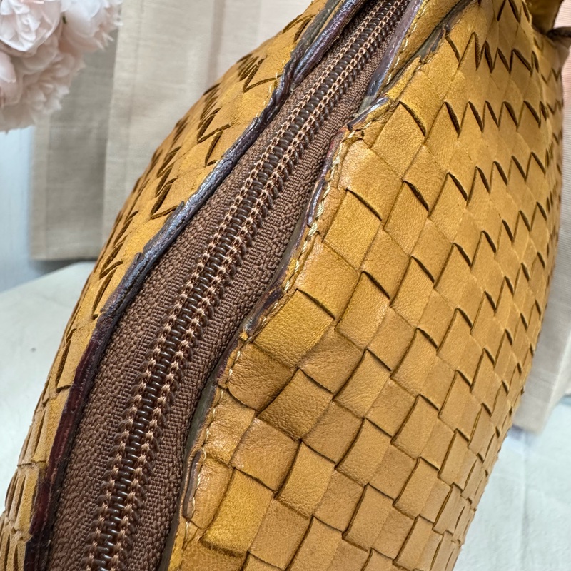 Bottega Veneta 經典棕色 小羊皮 編織包 中古 手提vintage 大容量-29