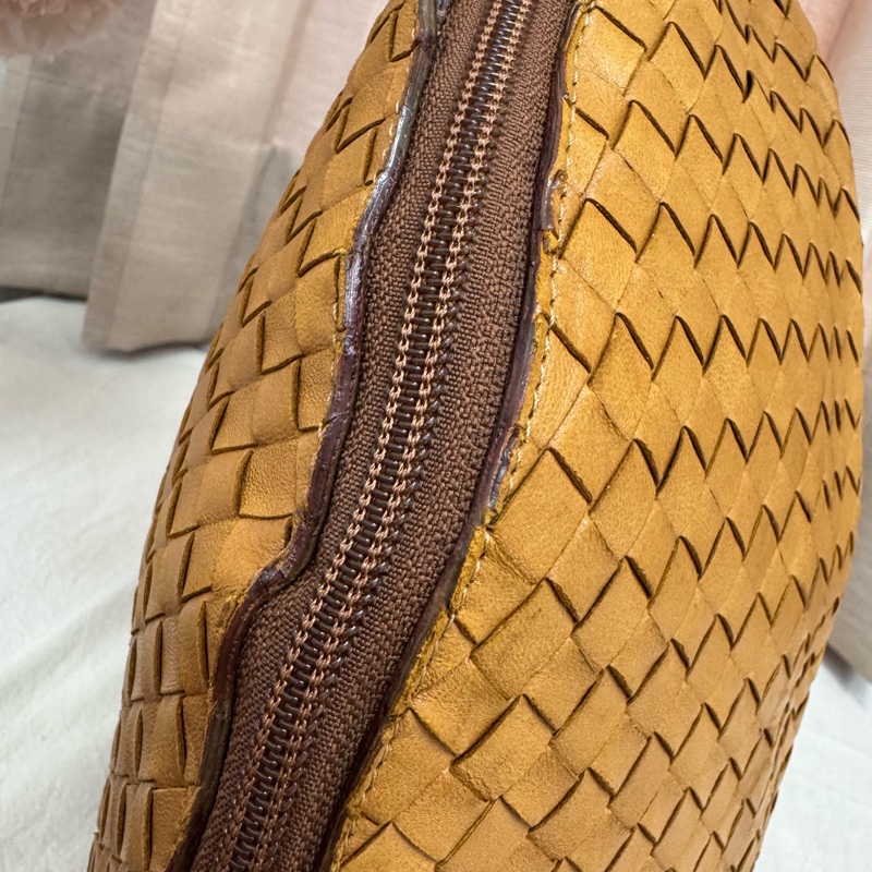 Bottega Veneta 經典棕色 小羊皮 編織包 中古 手提vintage 大容量-30