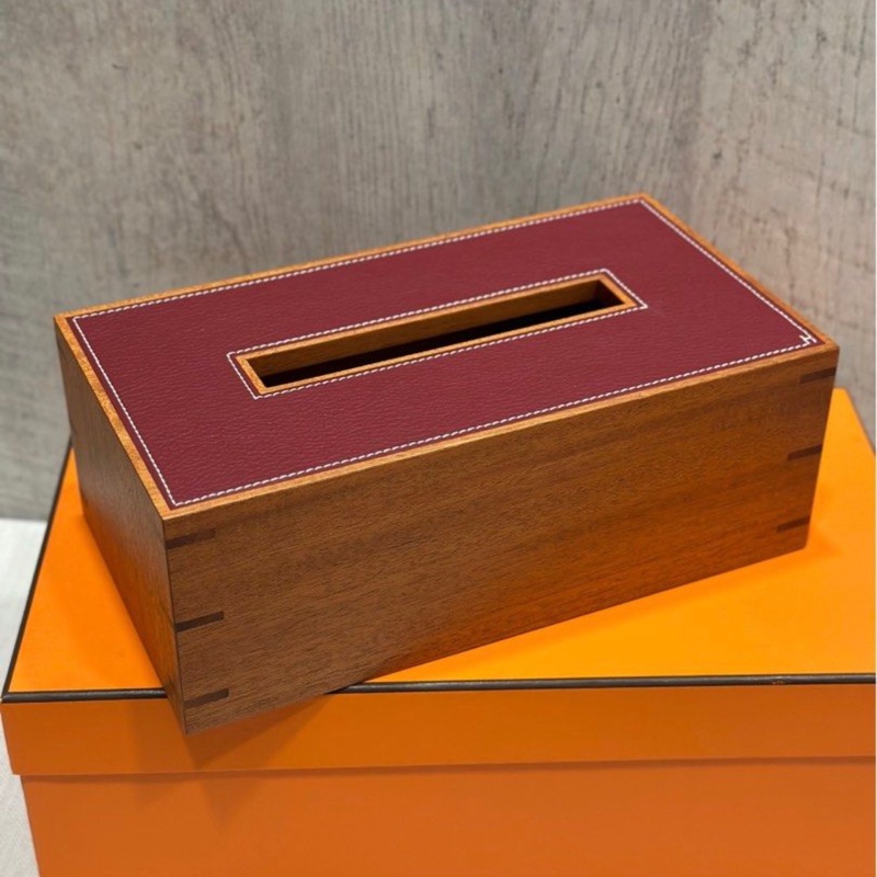 Hermes 愛馬仕紅厚款原本紙巾盒 Tissue Box Large Model-0