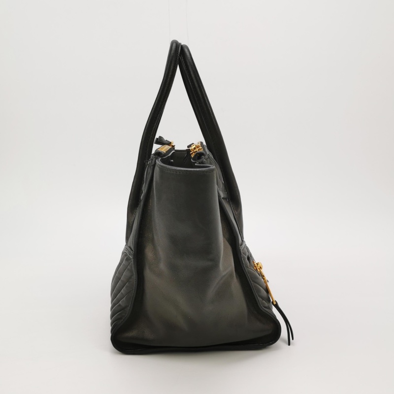 Miu Miu • Biker Napa黑金羊皮口袋拉鏈斜背包-3