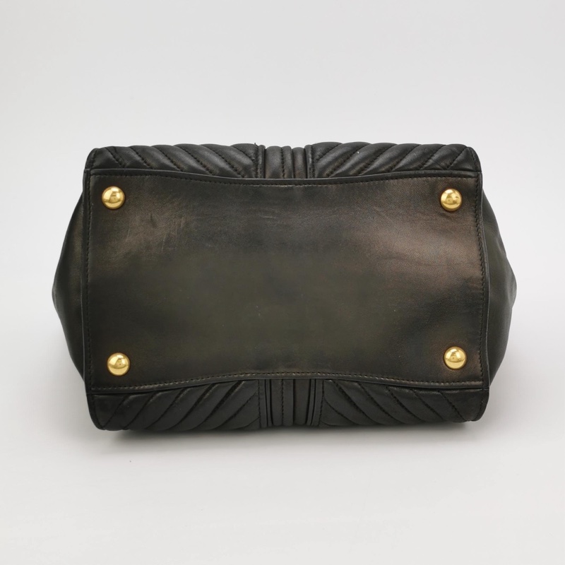 Miu Miu • Biker Napa黑金羊皮口袋拉鏈斜背包-5