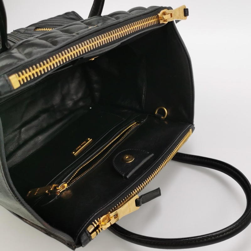 Miu Miu • Biker Napa黑金羊皮口袋拉鏈斜背包-7