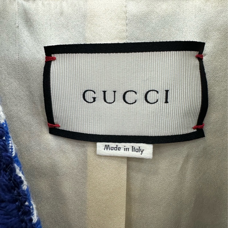 Gucci羊毛呢外套 藍白格紋 近全新 40碼-2