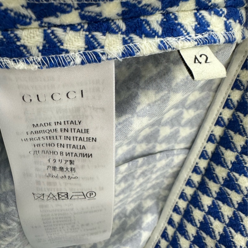 Gucci 古馳✨藍色千鳥格 粗花呢短款 半身裙 42碼-4