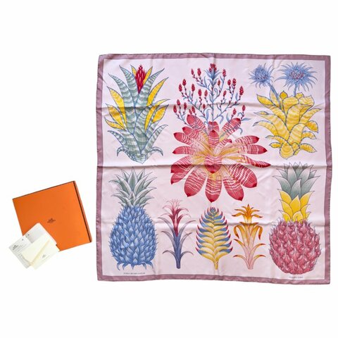 HERMES Index Bromeliaceae scarf 90 絲巾