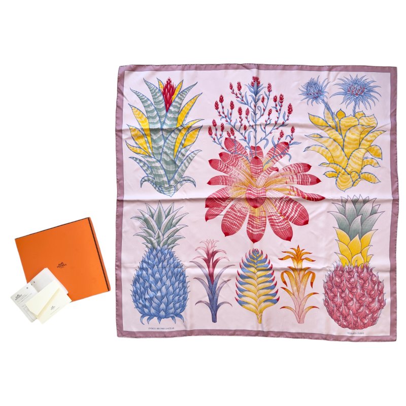 HERMES Index Bromeliaceae scarf 90 絲巾-0